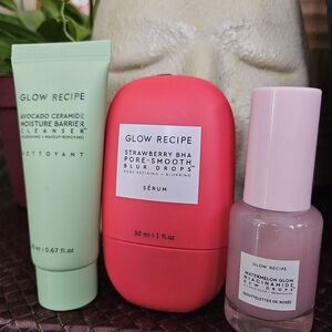 Glow Recipe Set - Avocado Cleanser, Strawberry BHA Blur Drops, Niamicide